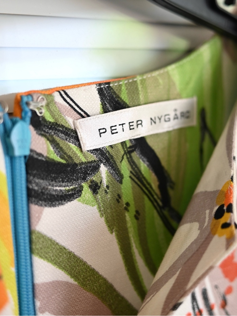 Peter Nygard Floral Print Dress in Green, Orange, Blue, Yellow, Black, Orange - Picture 3 of 3